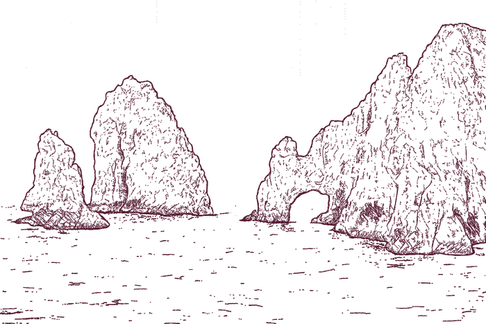 Line drawing of El Arco, Los Cabos